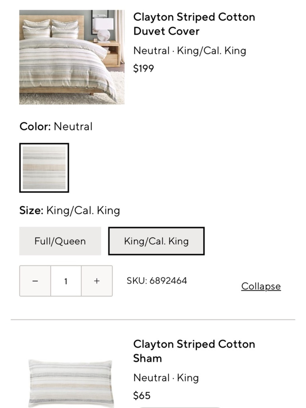 Pottery Barn Clayton Striped Duvet Cover & Matching Shams - Picture 10 of 10